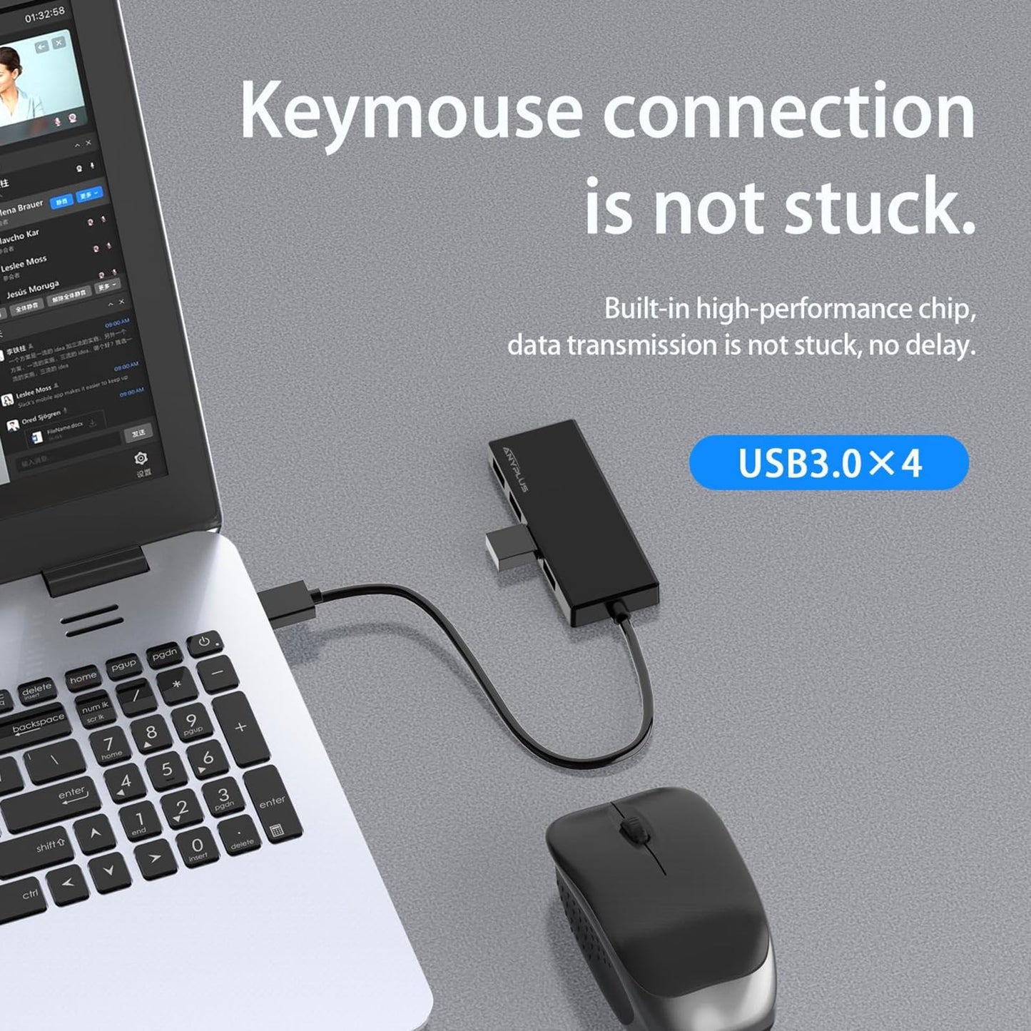 ANYPLUS USB Hub 3.0, 4 Port USB-Hubs, tragbarer USB Splitter Mini USB Verteiler für Desktop, Laptop, Xbox, Flash Drive, HDD, Konsole, Drucker, PC, Tastaturen, HP, Dell