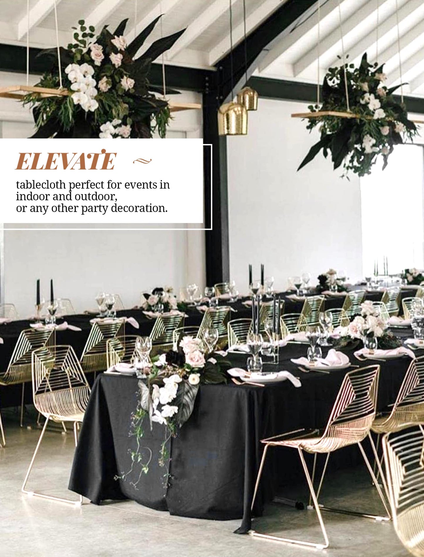 2er-Pack Schwarze rechteckige Tischdecke 153×260cm, waschbare rechteckige Tischdecke aus Polyestergewebe für 6 Ft Tisch perfekt für Geburtstag, Hochzeit, Bankett, Restaurant, Party, Babyparty