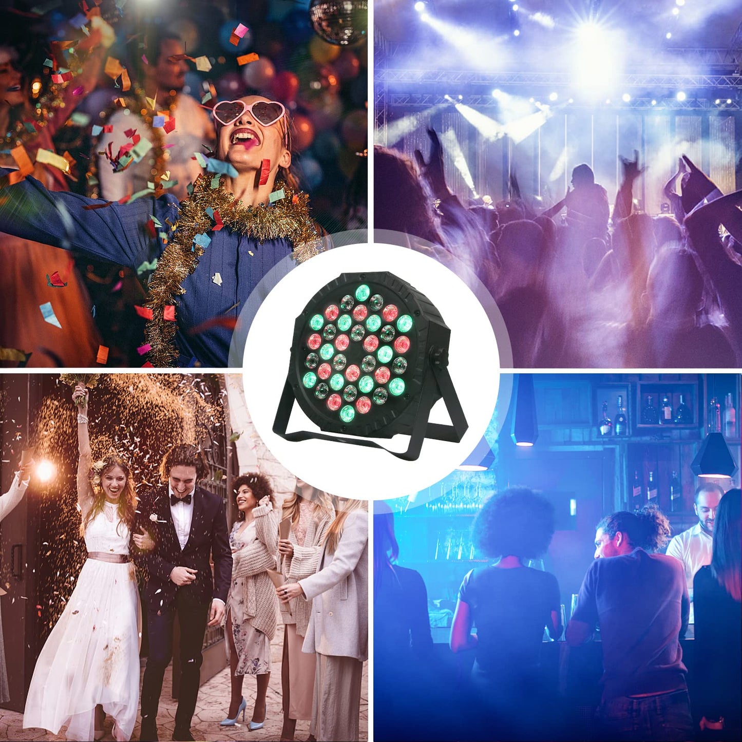 4PCS LED Par Strahler 36 LED 72W Discolicht Partylicht RGB DMX512 mit Fernbedienung, Bühnenlicht 7 Lichtmodi DJ licht für Party Bar Stage Feste Show