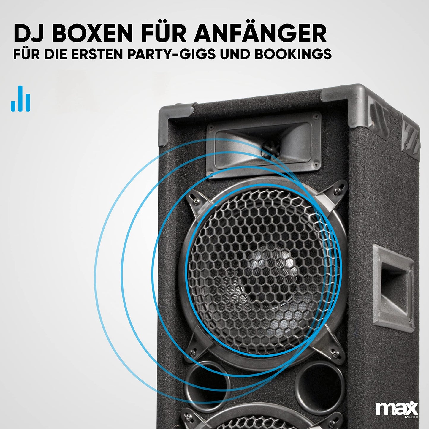 MAX28 - DJ Anfänger Set - DJ Boxen Set, inklusive Verstärker, 1000 Watt Endstufe, MAX28 Bundle 2 Lautsprecher mit Verstärker, PA Disco Boxen, Disco-Lautsprecher DJ Anlage, Komplett Set