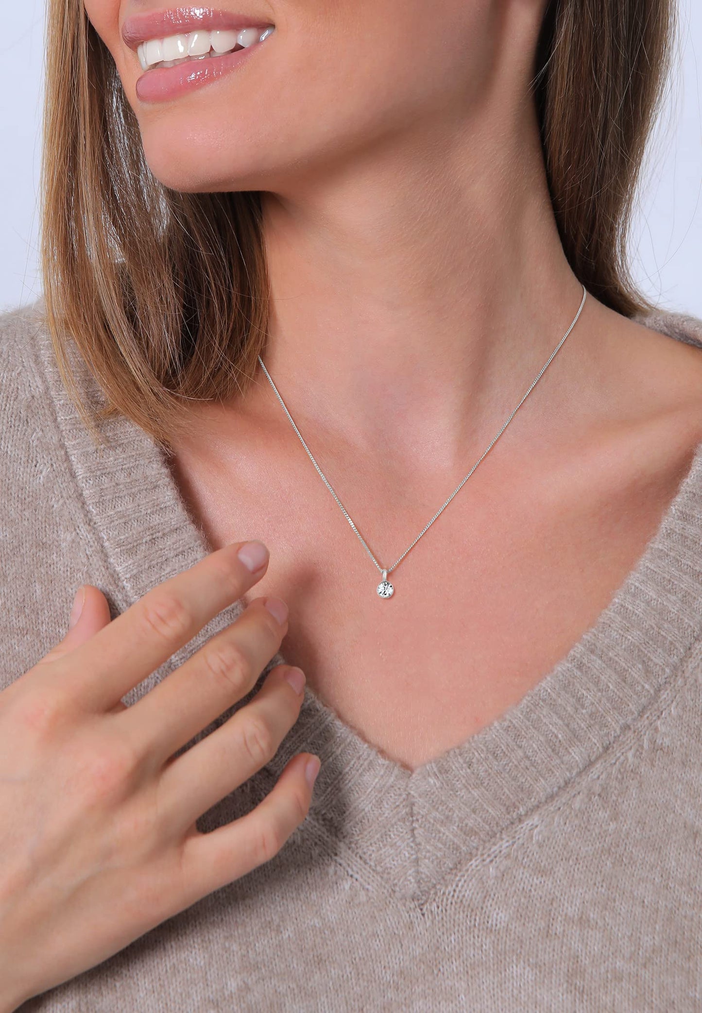 Elli Halskette Damen Basic Solitär mit Kristall in 925 Sterling Silber