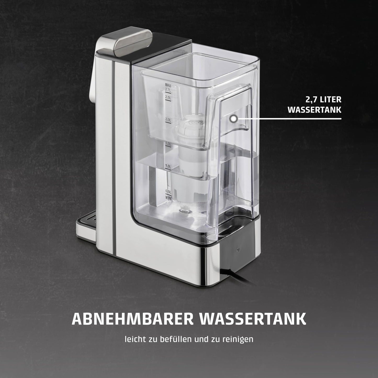 CASO HW 660 Heißwasserspender - Testurteil: sehr gut - heißes Wasser in wenigen Sekunden - spart bis zu 50% Energie gegenüber Wasserkochern - 8 Mengenausgaben - Wasserkocher mit Temperatureinstellung
