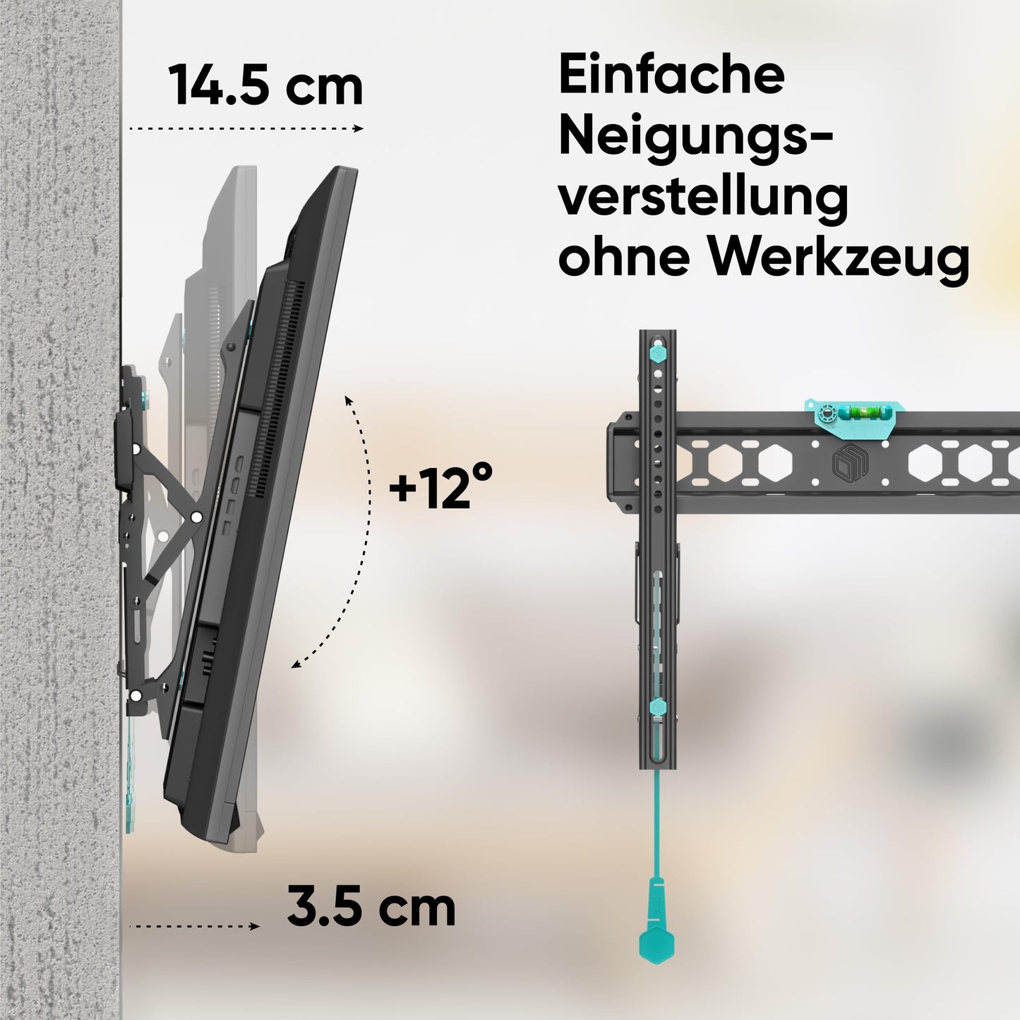 ONKRON TV Wandhalterung neigbar für 32-70 Zoll TVs bis zu 60 kg, Ultra Slim TV Wandhalterung Flach max 400x400 VESA TV Halterung Fernseher/Universal Fernsehhalterung Wand neigbar Schwarz TM5-B