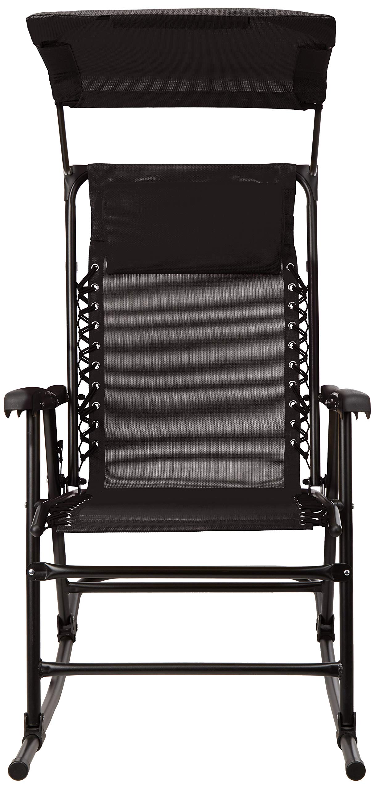 Amazon Basics - Faltbarer Schaukelstuhl mit Sonnenschutz - 98 x 95 x 66 cm, Schwarz