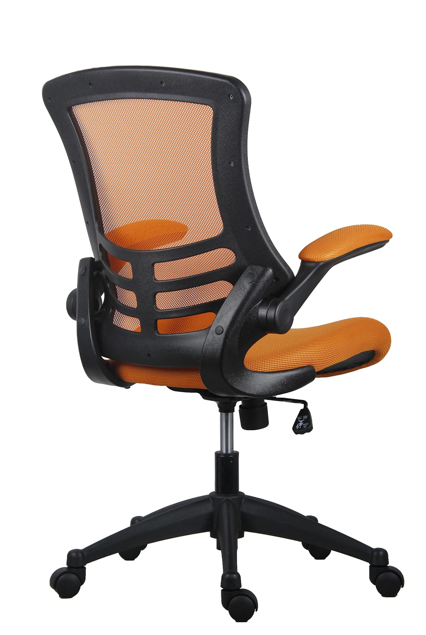 office hippo Gewebe-Operator-Bürostuhl, höhen- und kippverstellbarer ergonomischer Stuhl mit Spannungskontrolle, hochklappbare Armlehnen, für die tägliche Verwendung, bis zu 115 kg Tragkraft, Orange