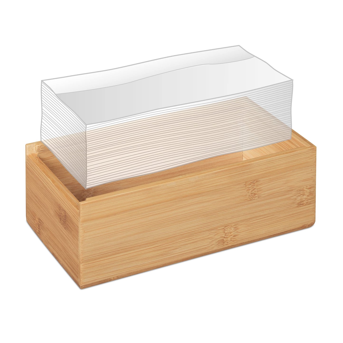 Relaxdays Kosmetiktuchbox, aus Bambus, Box für Kosmetik- & Taschentücher, Tücherbox nachfüllbar, Taschentuchbox, natur