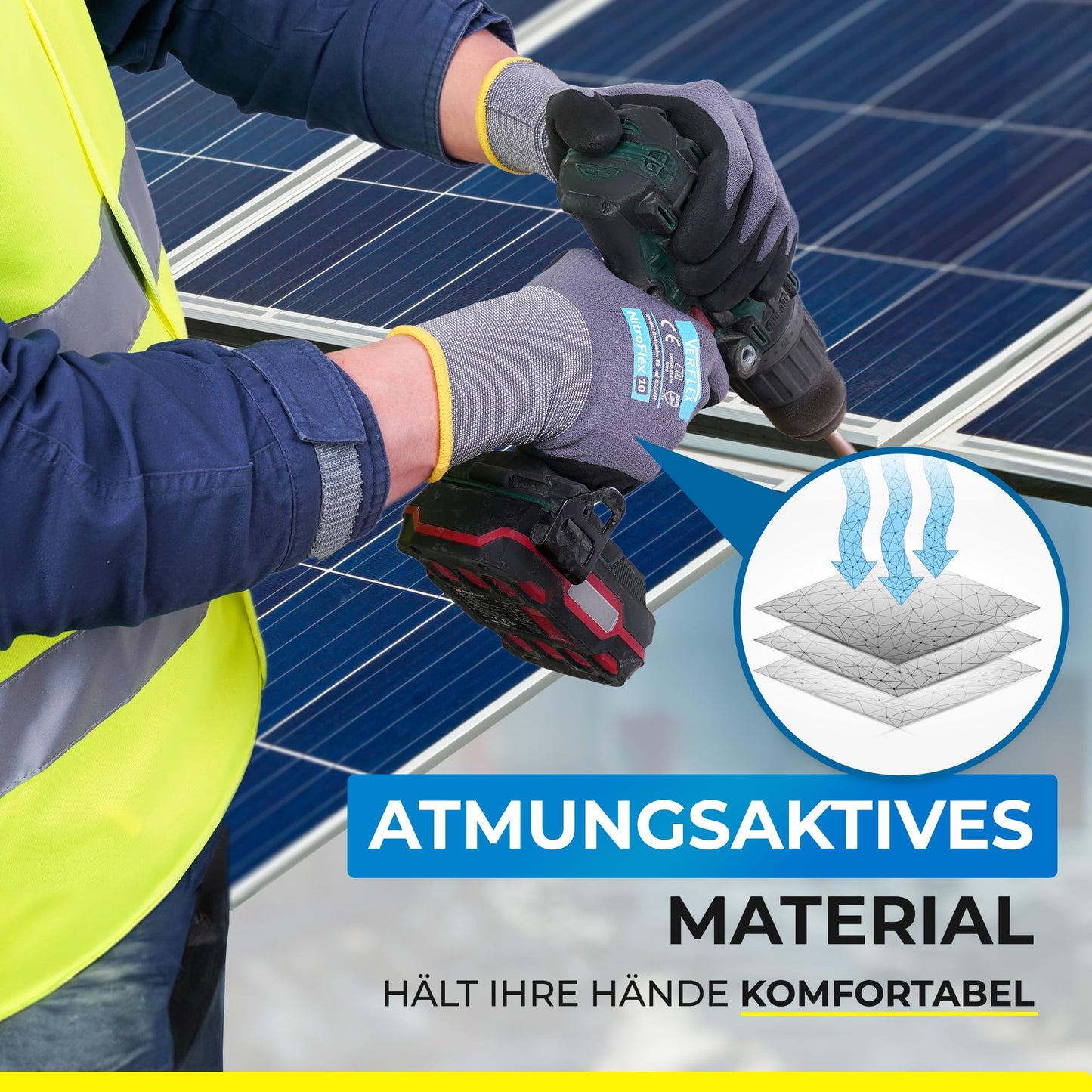 MK-Glove Arbeitshandschuhe Herren aus Nylongewirke (12 Paar) - Präzise und Angenehme Schutzhandschuhe - Robust Montagehandschuhe aus Atmungsaktiv Maschenware - Grau - 10-XL