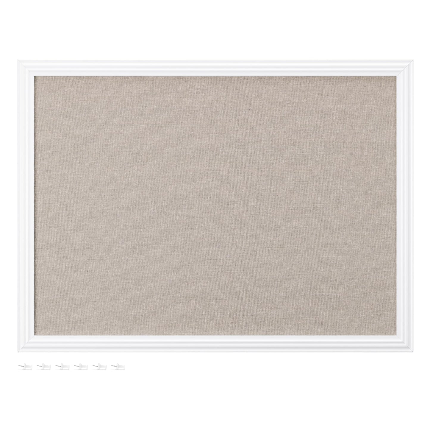 Navaris Memoboard mit Leinenoberfläche - Memoboard 58x43 cm mit Pinnwand aus Leinen - Pinwand Stofffläche mit Rahmen - inkl. Stecknadeln Pins - Weißer Rahmen