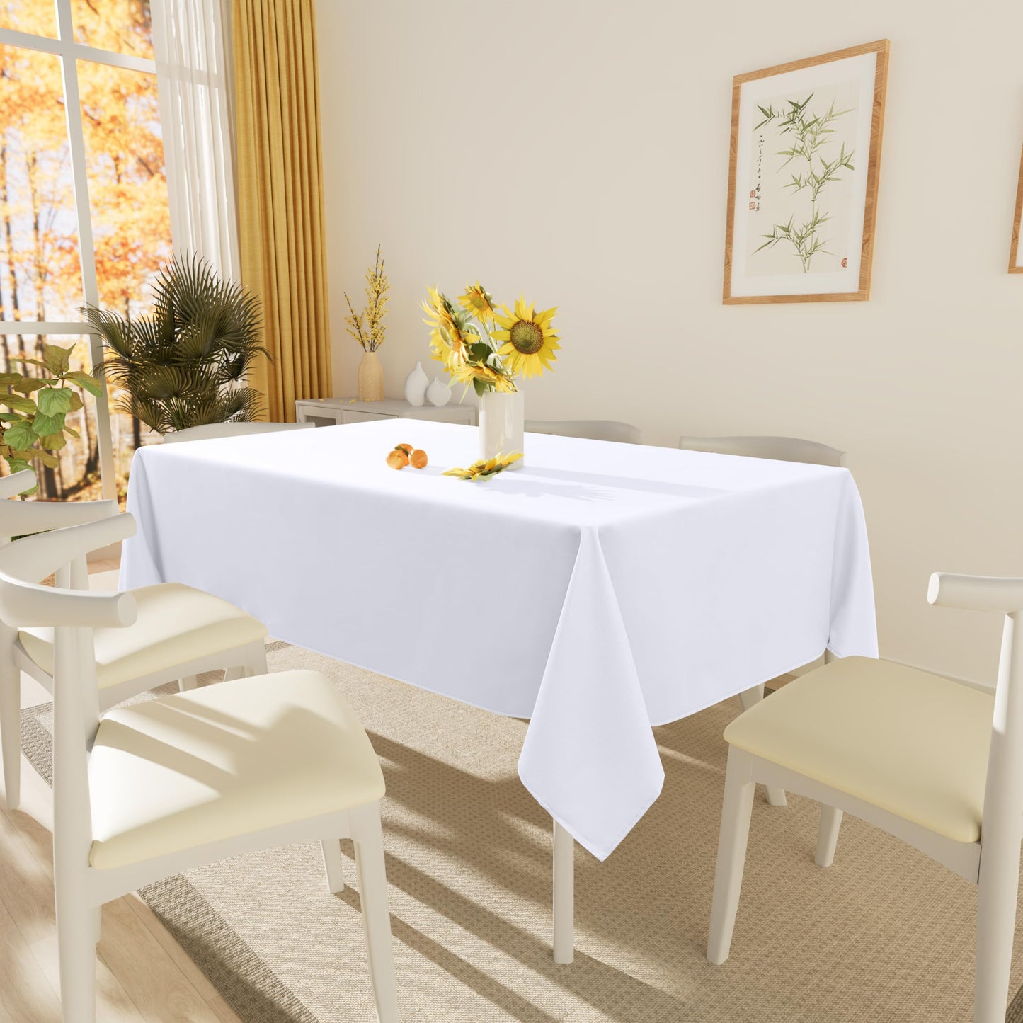 Homaxy Tischdecke Abwaschbar Lotuseffekt Rechteckig 140 x 100 cm Tischtuch Wasserabweisend Tafeldecke Abwischbare aus Polyester Schmutzabweisend Pflegeleicht für Küche Party, Weiß