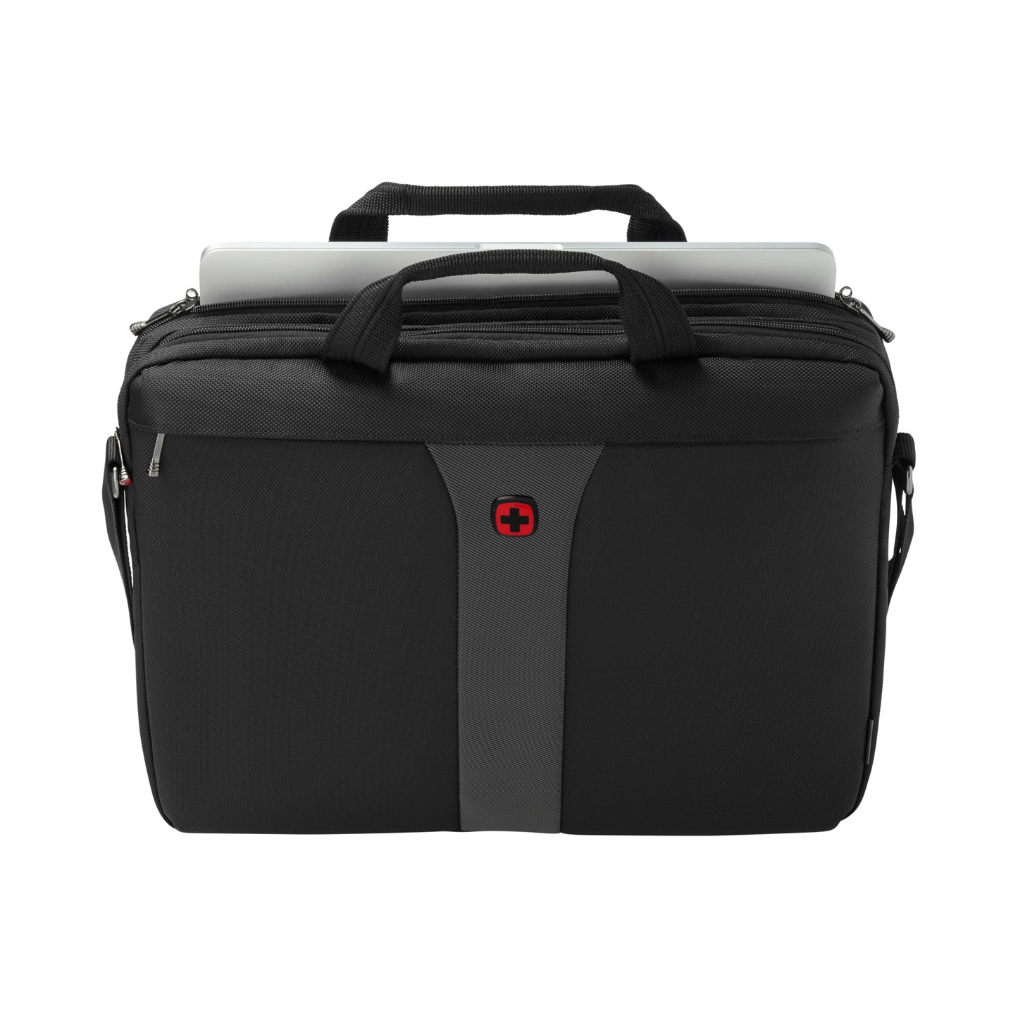 WENGER Legacy 17 Laptop-Tasche zum Umhängen, Notebook bis 17 Zoll, Aktentasche, Organizer, 12 l, Damen Herren, Büro Business-Reisen Uni, Schwarz/Grau, 600654