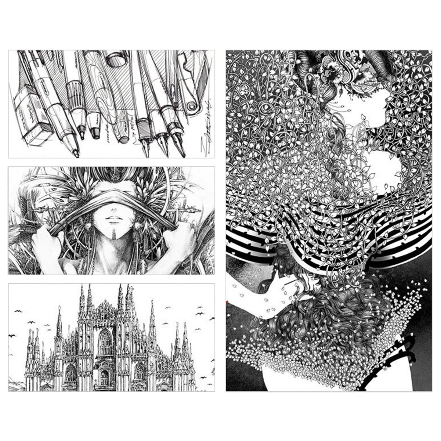 DealKits 9 Fineliner Stifte, Wasserdicht Pigmentliner Set(8 Linienbreiten und 1 Brush) Zum Skizzieren, Künstler Illustration, Tchnische Zeichnung, Office-Dokumente - Schwarz