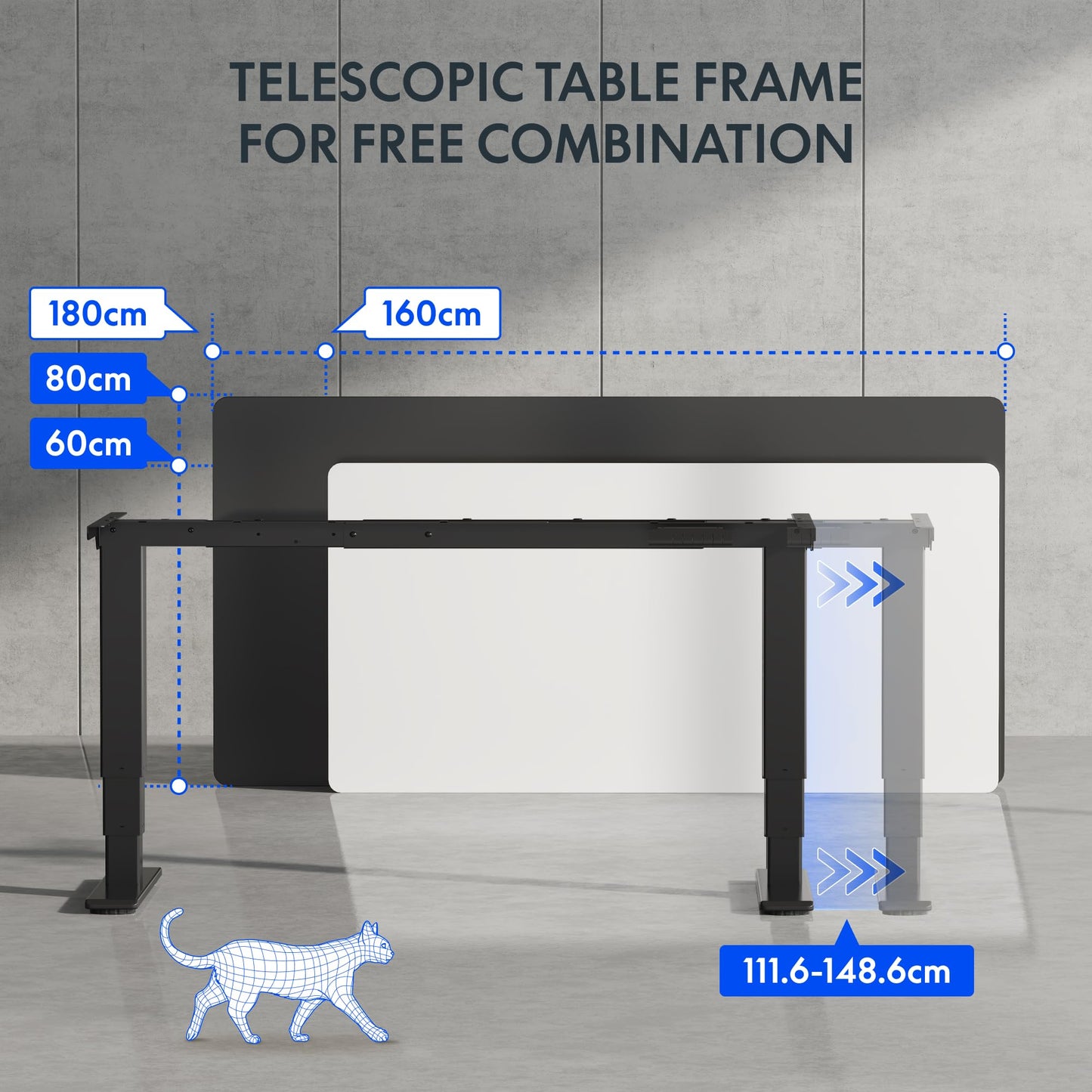Elektrisches Schreibtischgestell – Höhenverstellbar mit Dual-Motor, LED-Display & Anti-Kollisionssystem, Schwarz