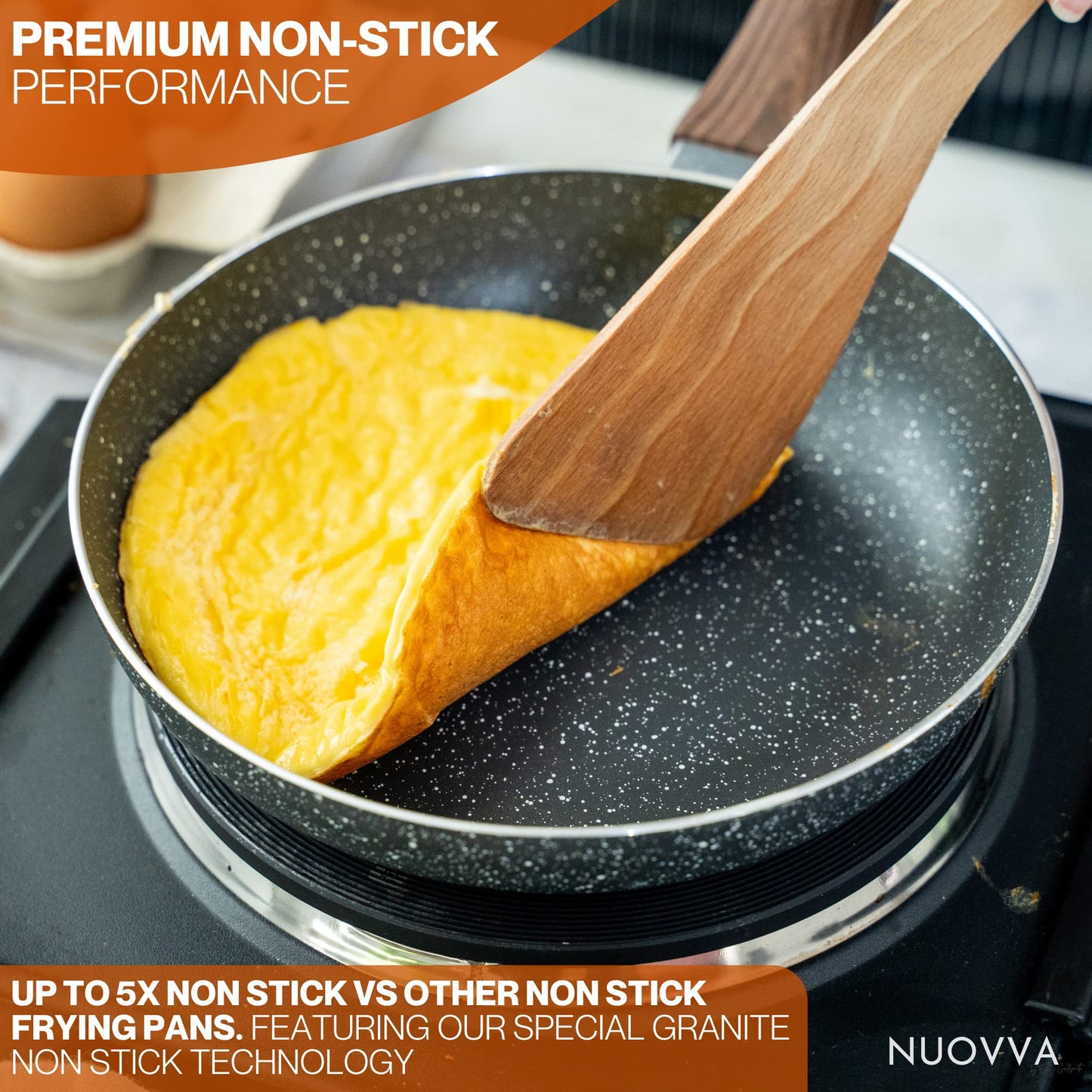 Antihaftbeschichtete Töpfe und Pfannen Set - Induktionskochfeld Topfset - 8 Stück Küche Kochgeschirr mit Deckel - Kochen Marmor Topf Töpfe und Pfannen - von Nuovva