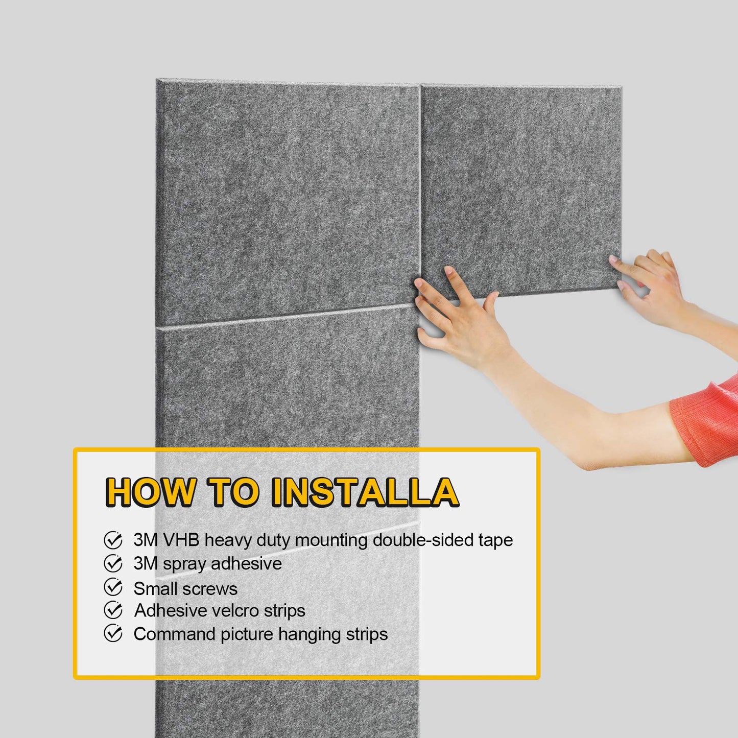 Akustik Panel, AGPtEK 12er Pack Akustische Absorptionsplatten 30,5x30,5x0.9 cm Schallschutzpaneele, Hohe Dichte Schallabsorbierende Akustik Panels für Haus & Büro, Wanddekor & Akustische Behandlung