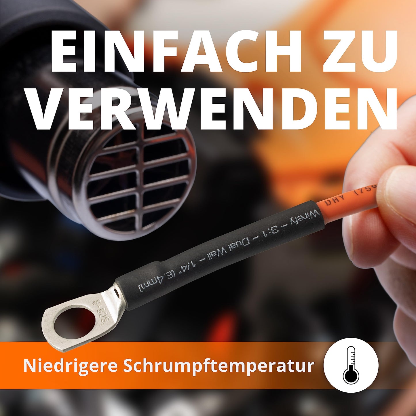 Wirefy Schrumpfschlauch Metrware mit Kleber 15m - 3:1 Schrumpfverhältnis, Doppelwandiger Schrumpfschlauch Wasserdicht - Heat Shrink Tube Set Schwarz Ø 3,2mm
