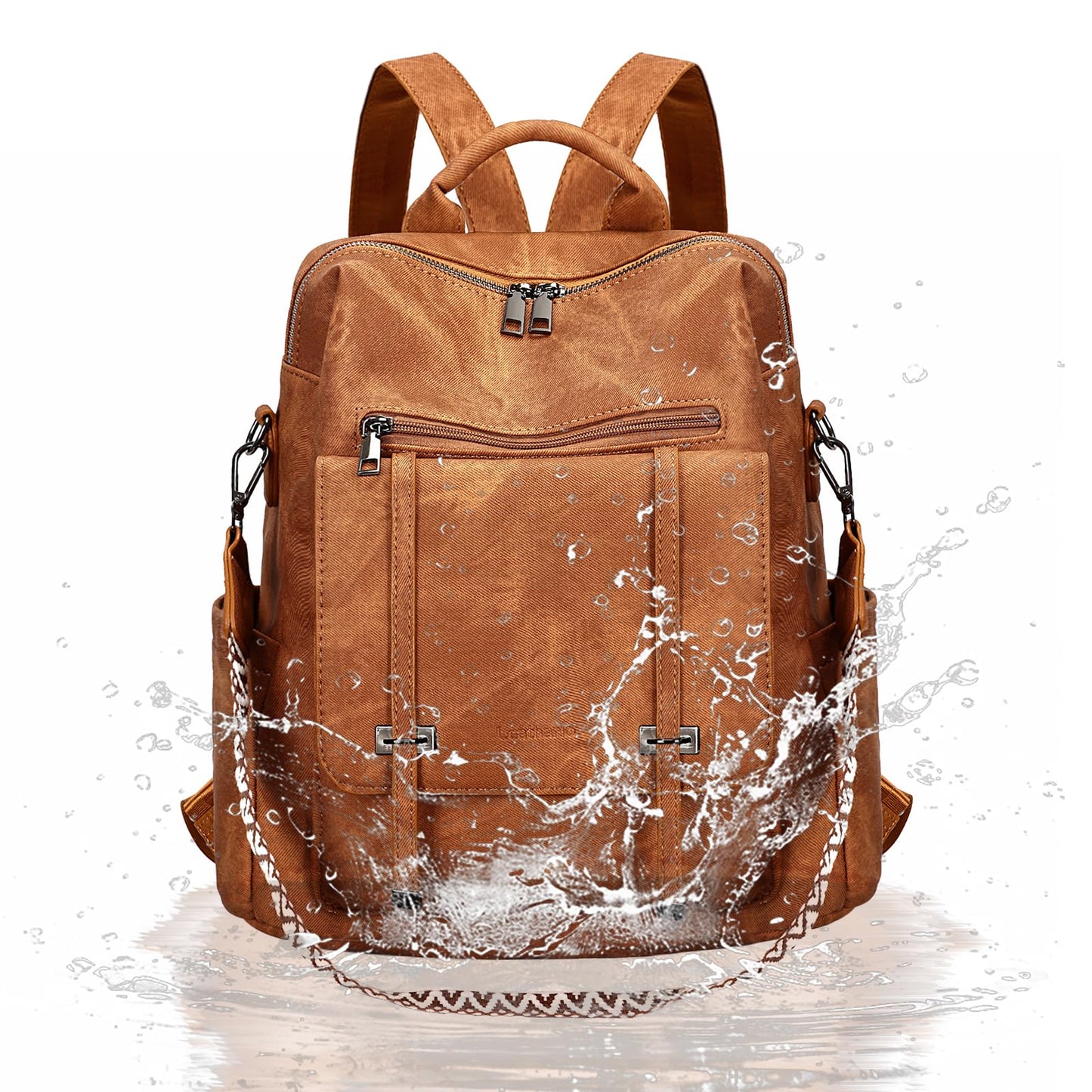 Leathario Rucksack Damen Wasserdicht,Cityrucksack aus PU Leder,Mittelgroße Damen-Rucksackhandtaschen, Cityrucksack Damen für Uni,Travel, Arbeit