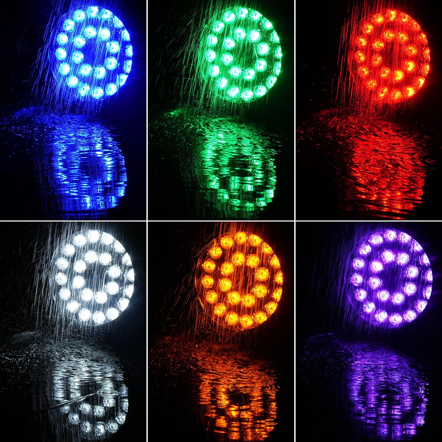 PUZILOZA IP67 Wasserdichtes Par Licht 24 LED, RGBWA+UV 6 IN 1 LED Par Scheinwerfer mit DMX Kabel, Unterstützung DMX 4/10CH, LED Bühnenlicht für Regentage Pools im Freien Dicso Party Bar