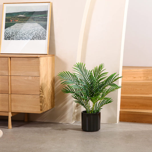 Fopamtri Kunstpflanzen Groß Areca Kunstpalme 60 cm im Topf Künstliche Pflanze Tropical Hawaii Grün Fake Plant für Schlafzimmer Büro Garten Hochzeit Party Deco (2 Stück)