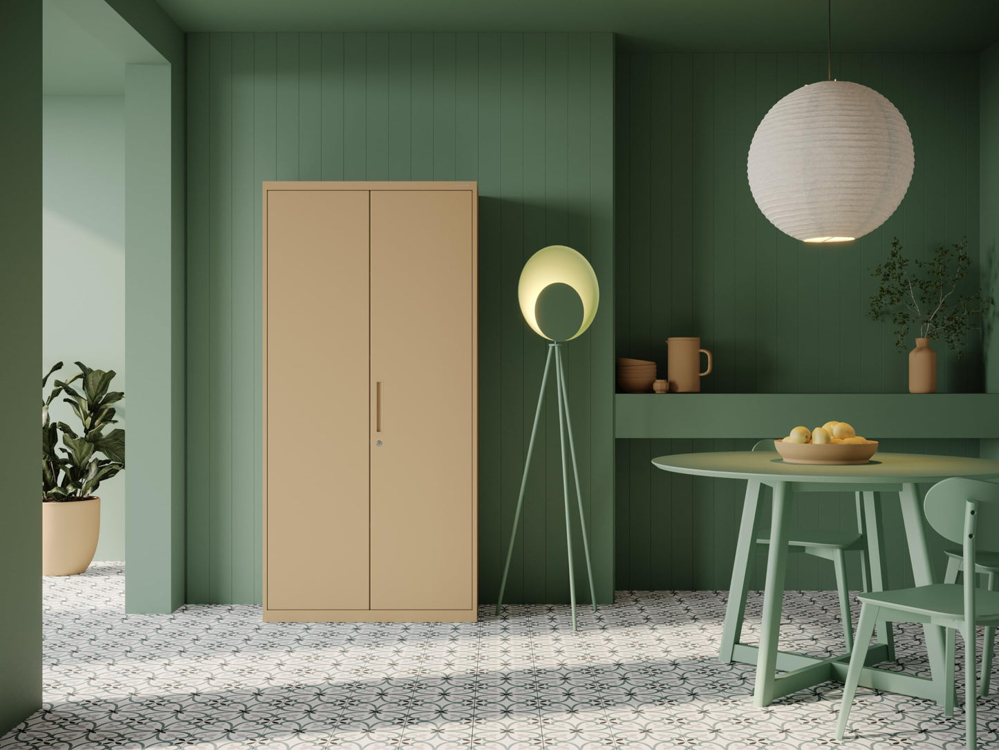 Jan Nowak Aktenschrank C001 Büroschrank Metallschrank Stahlschrank Aufbewahrungsschrank Pulverbeschichtet 4 Verstellbare Fachböden Abschließbar 185 cm x 90 cm x 40 cm (Beige)