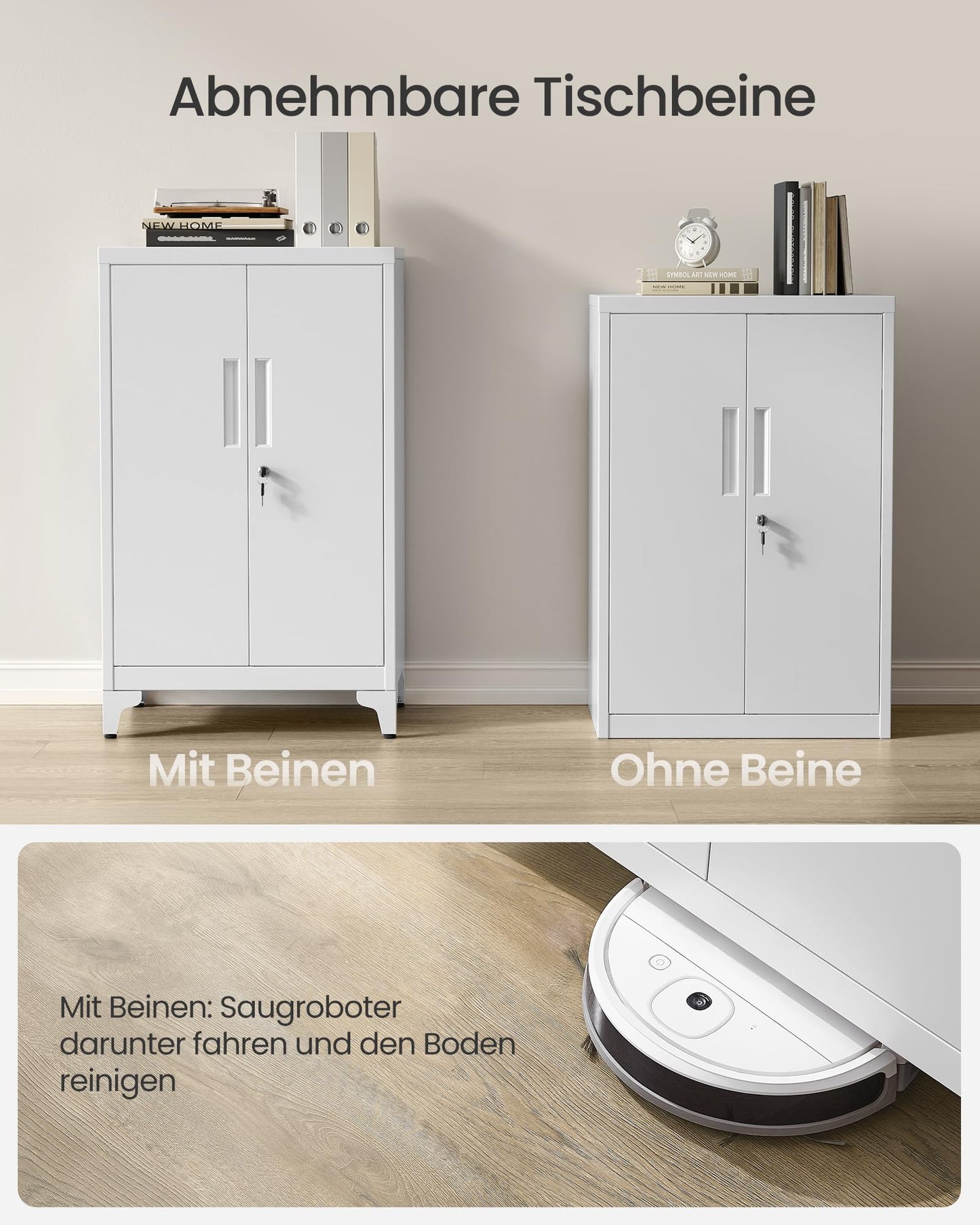 SONGMICS Aktenschrank, Mehrzweckschrank, Büroschrank mit 2 Türen, Schrank abschließbar, Aufbewahrungsschrank aus Stahl, für Arbeitszimmer, Wohnzimmer, mattgrau OMC012G01