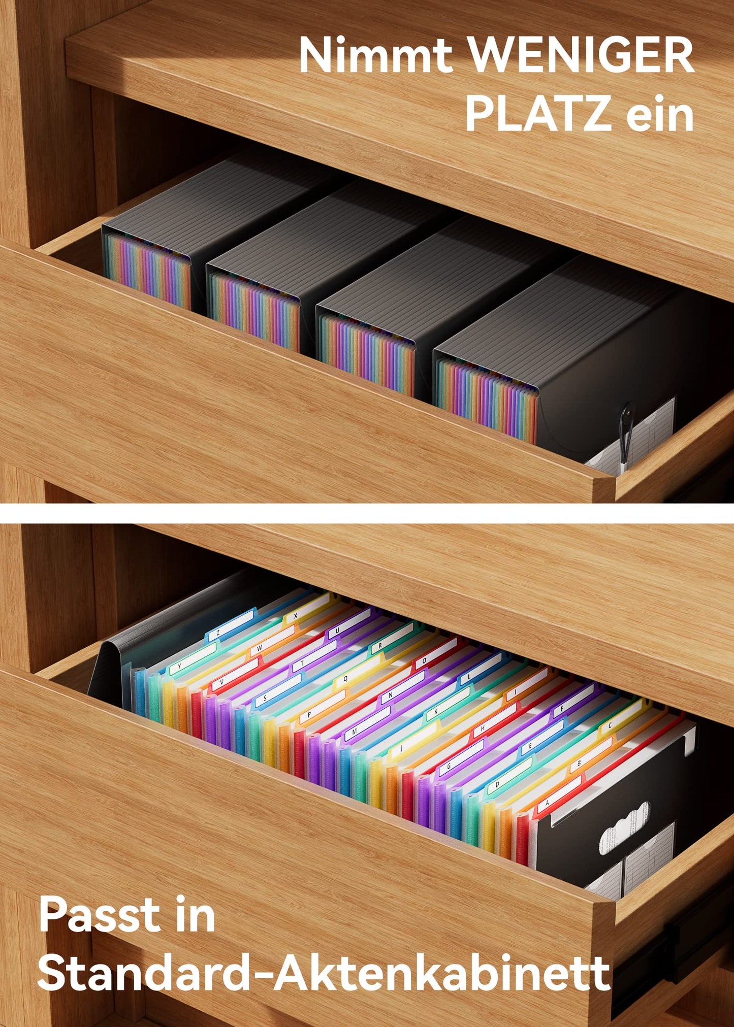Dokumentenmappe A4, 26 Fächer Fächermappe Sortiermappe Bunte Datei Ordner Regenbogen Aktenordner Ordner Akkordeon Design A4 Größe Grosse Kapazität Wasserdicht Materia mit Deckel de ABC life