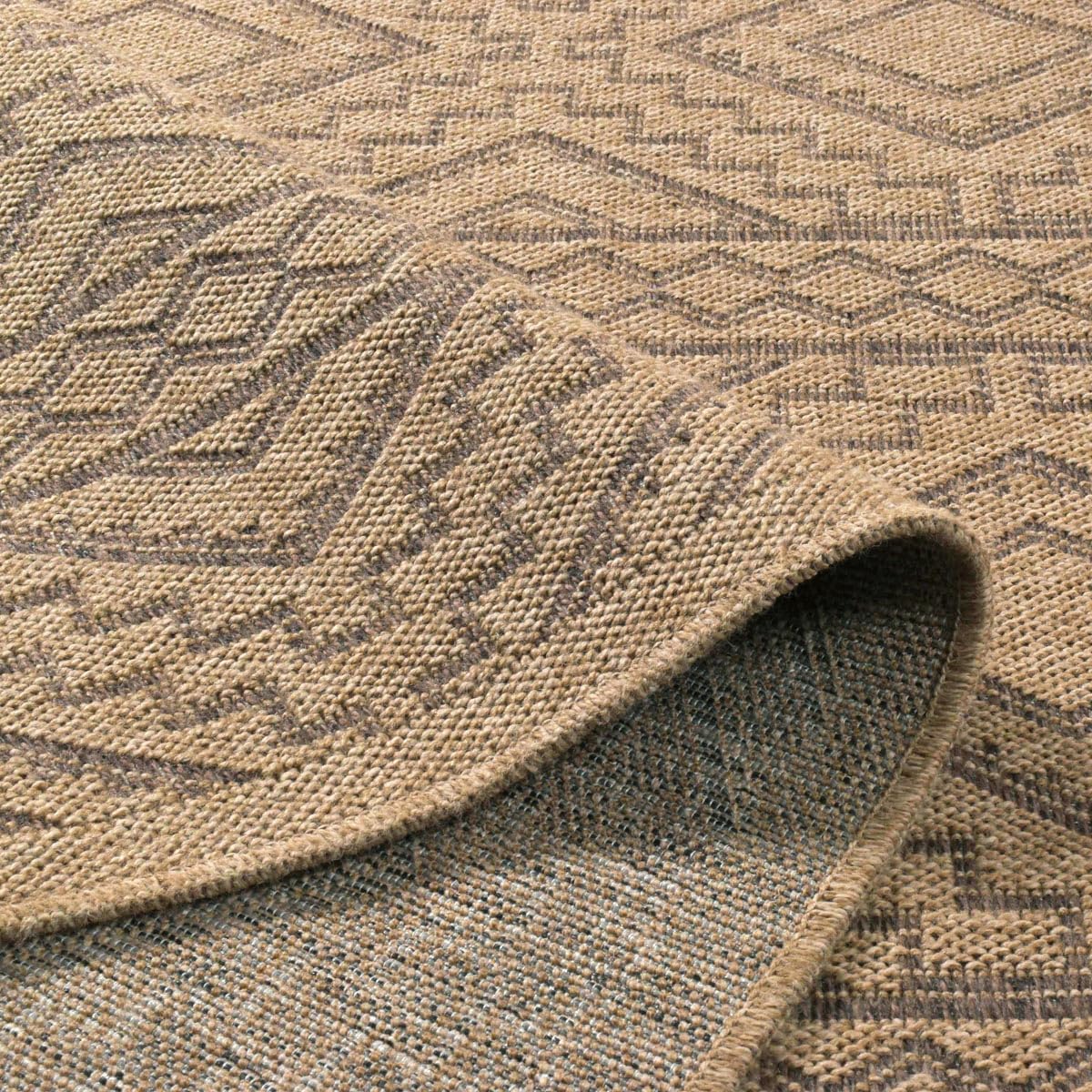 Naturteppich, Naturteppich, Böhmischer Teppich, Jute-Look, Teppich Wohnzimmer, Schlafzimmer, Flur, Außenteppich, Naturfarbe (160x230 cm, 8729 Braun)