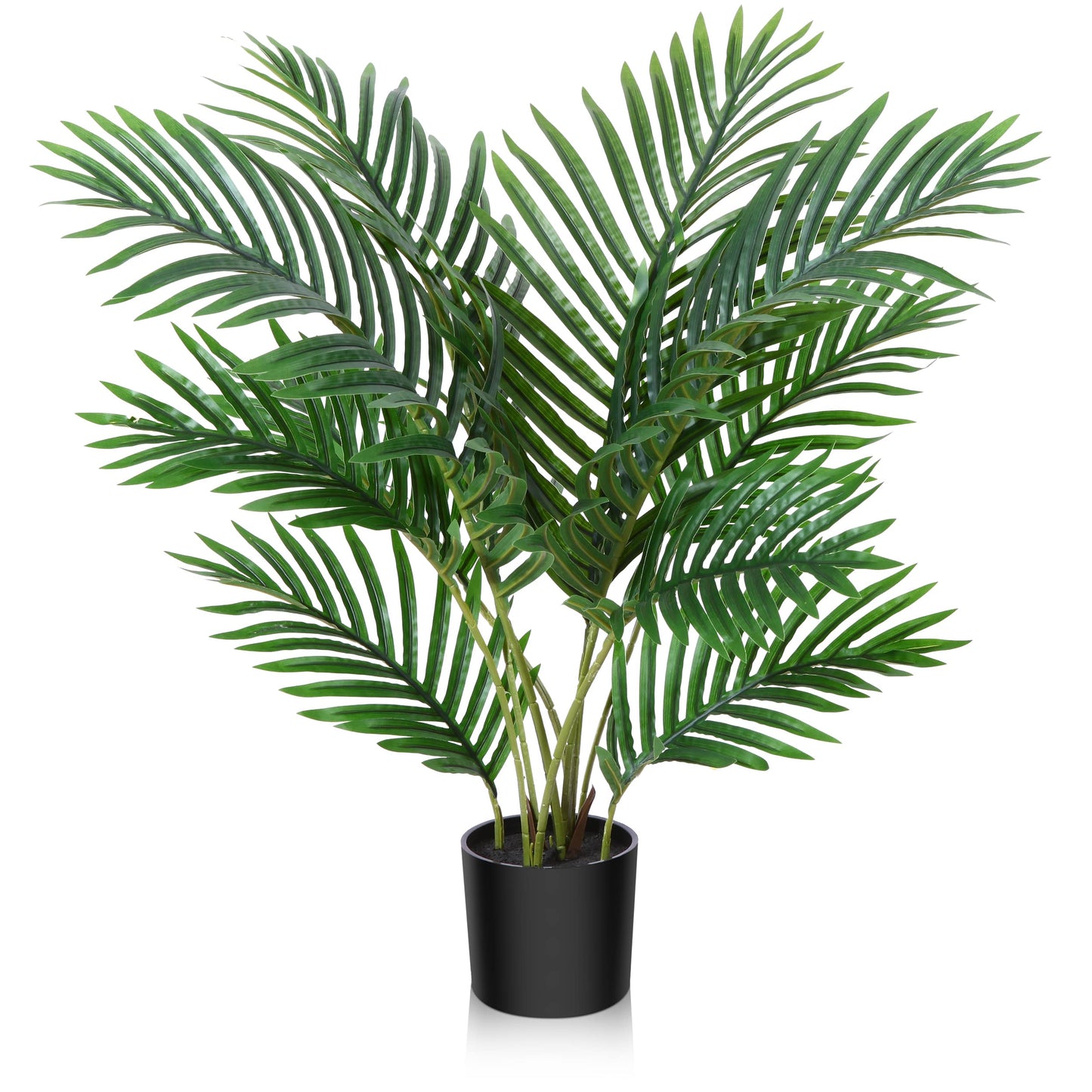 Fopamtri Kunstpflanzen Groß Areca Kunstpalme 60 cm im Topf Künstliche Pflanze Tropical Hawaii Grün Fake Plant für Schlafzimmer Büro Garten Hochzeit Party Deco (1 Stück)