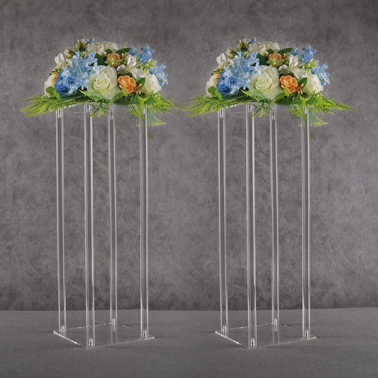 YALLOVE Set von 2, 60CM hohen Acryl Blumen Stand Clear Sockel für Hochzeit Event Party Requisiten, klare Vasen, Home Decor