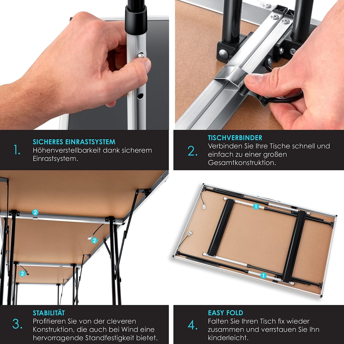 KESSER® Multifunktionstisch Profi 3- teilig, 100 x 60 cm, Tapeziertisch 30kg Tragkraft je Tisch Mit Ausziehfunktion Klapptisch Flohmarktisch Beistelltisch Mehrzwecktisch Campingtisch höhenverstellbar