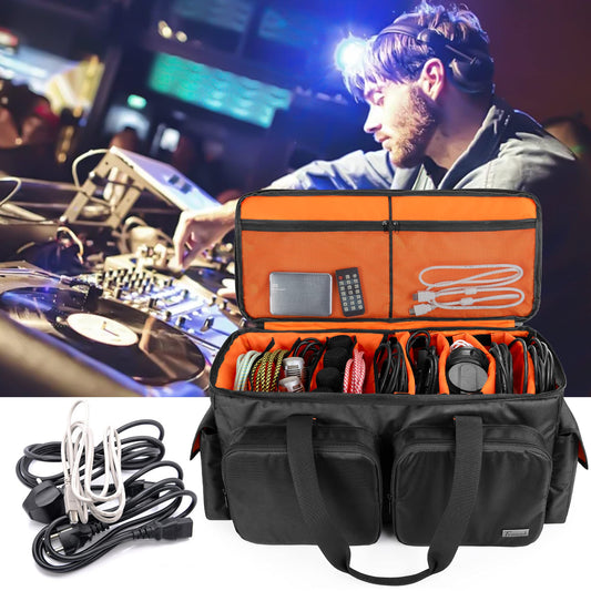 Trunab DJ Tasche, Kabel Organizer Tasche mit Abnehmbarem Gepolstertem Boden und 9 Trennwänden, Tragetasche Solide Große Kapazität für DJ-Equipment, Musikinstrumente und Zubehör