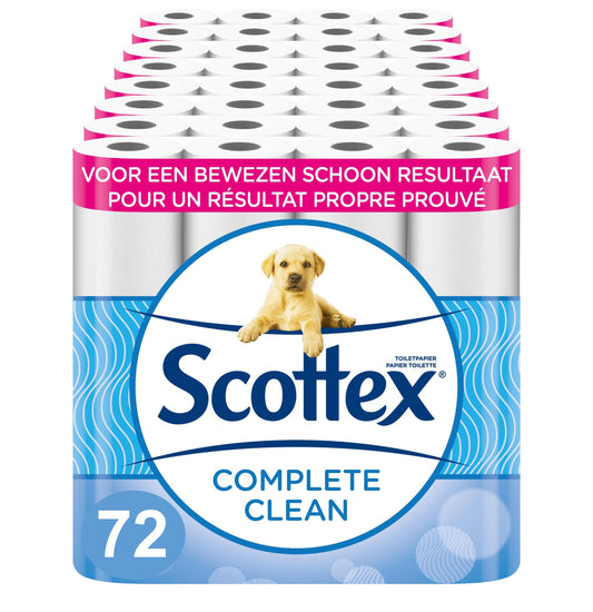 Scottex Complete Clean Toilettenpapier 72 Rollen, Komplettpflege, einzigartige 3D Wave-Textur – Maxi-Pack