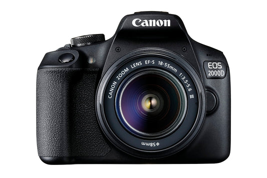 Canon EOS 2000D Spiegelreflexkamera - mit Objektiv EF-S 18-55 F3.5-5.6 III (24,1 MP, DIGIC 4+, 7,5 cm (3.0 Zoll) LCD, Display, Full-HD, WiFi, APS-C CMOS-Sensor), schwarz