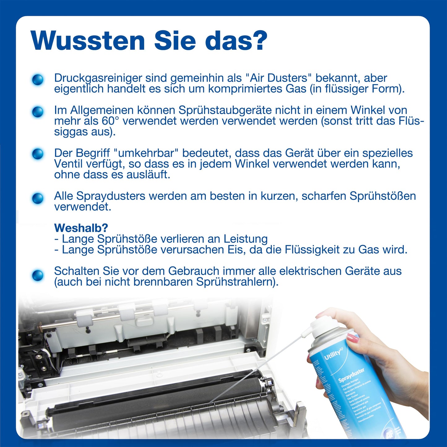 AF Utility Druckluftspray/Druckluftreiniger - Reinigungssprühdose - druckluftspray dose/Druckluft aus der Dose (Air Duster) – PC und Tastatur Reiniger – 2 x 400 ml Packung