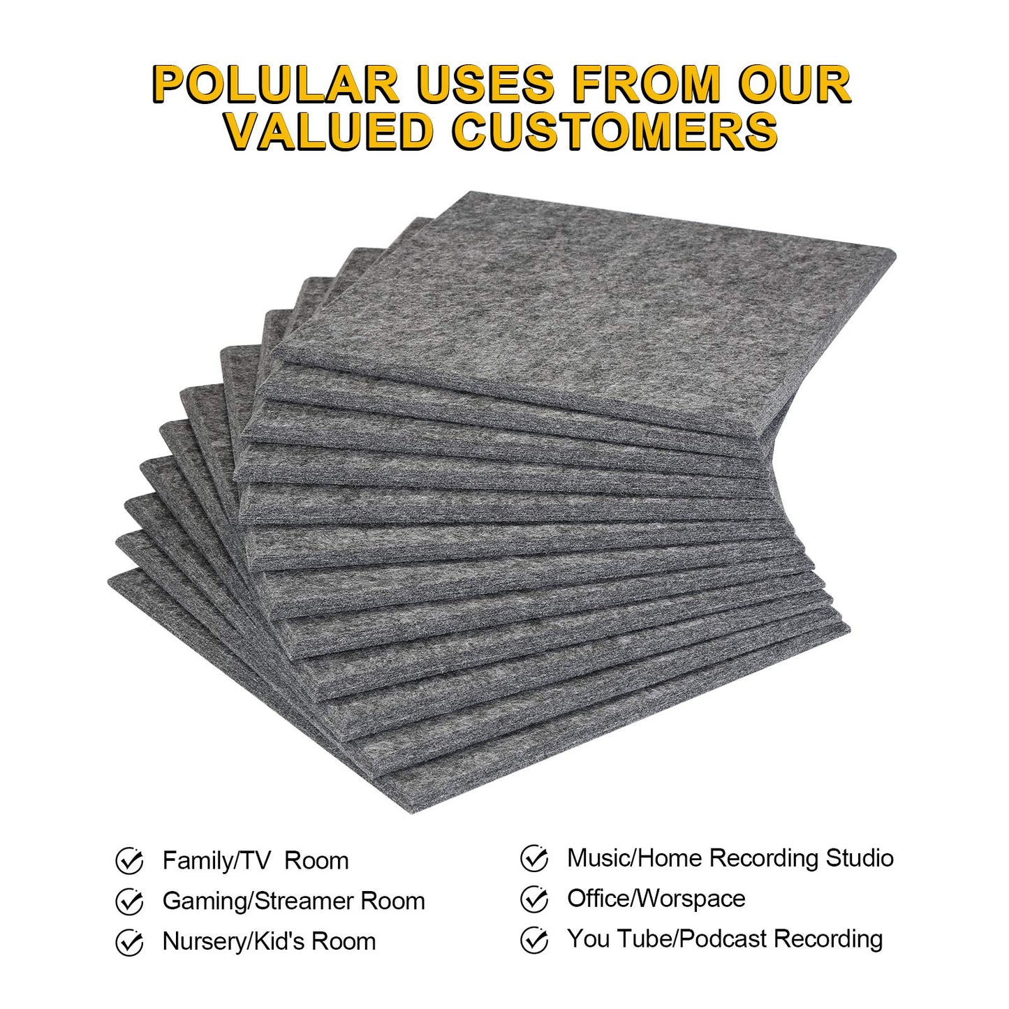 Akustik Panel, AGPtEK 12er Pack Akustische Absorptionsplatten 30,5x30,5x0.9 cm Schallschutzpaneele, Hohe Dichte Schallabsorbierende Akustik Panels für Haus & Büro, Wanddekor & Akustische Behandlung