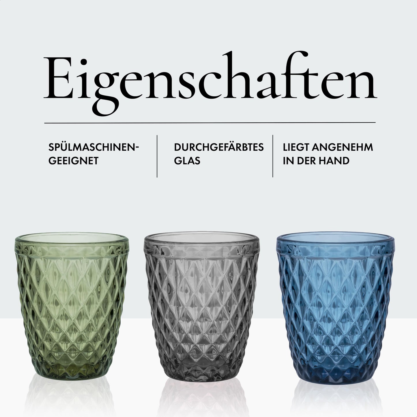 Norqvist Trinkgläser Set bunt - Gläser Set - Wassergläser farbig, Saftgläser - 6er Set 250 ml - Spülmaschinengeeignet - Modernes Design mit Mustern