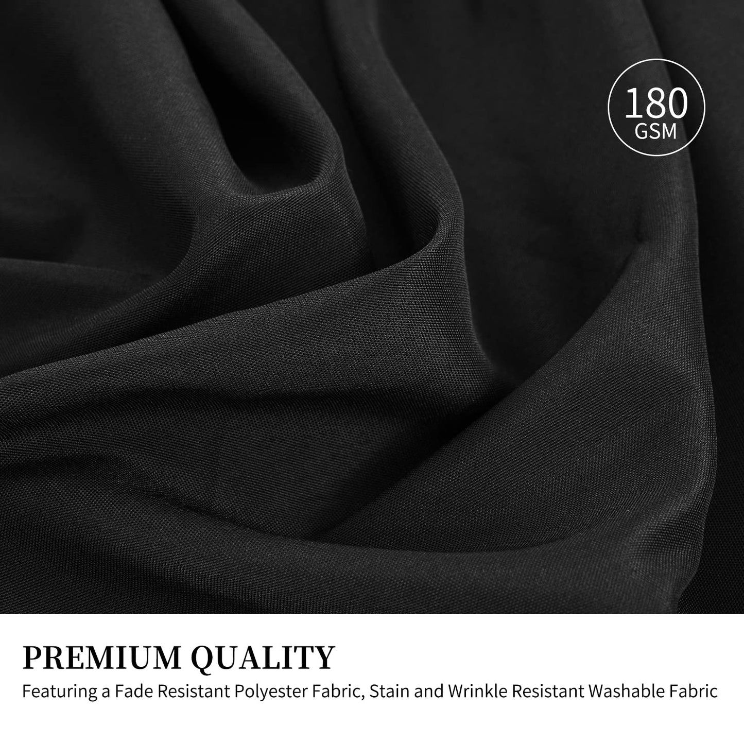 4 Stück Runde Tischdecke 275 cm, Schwarz Polyester Tischdecke für Runden Tische schmutzabweisende und Waschbare Tischdecke Dekorative Tischdecke für Hochzeiten, Geburtstage, Partys, Bankette, Camping