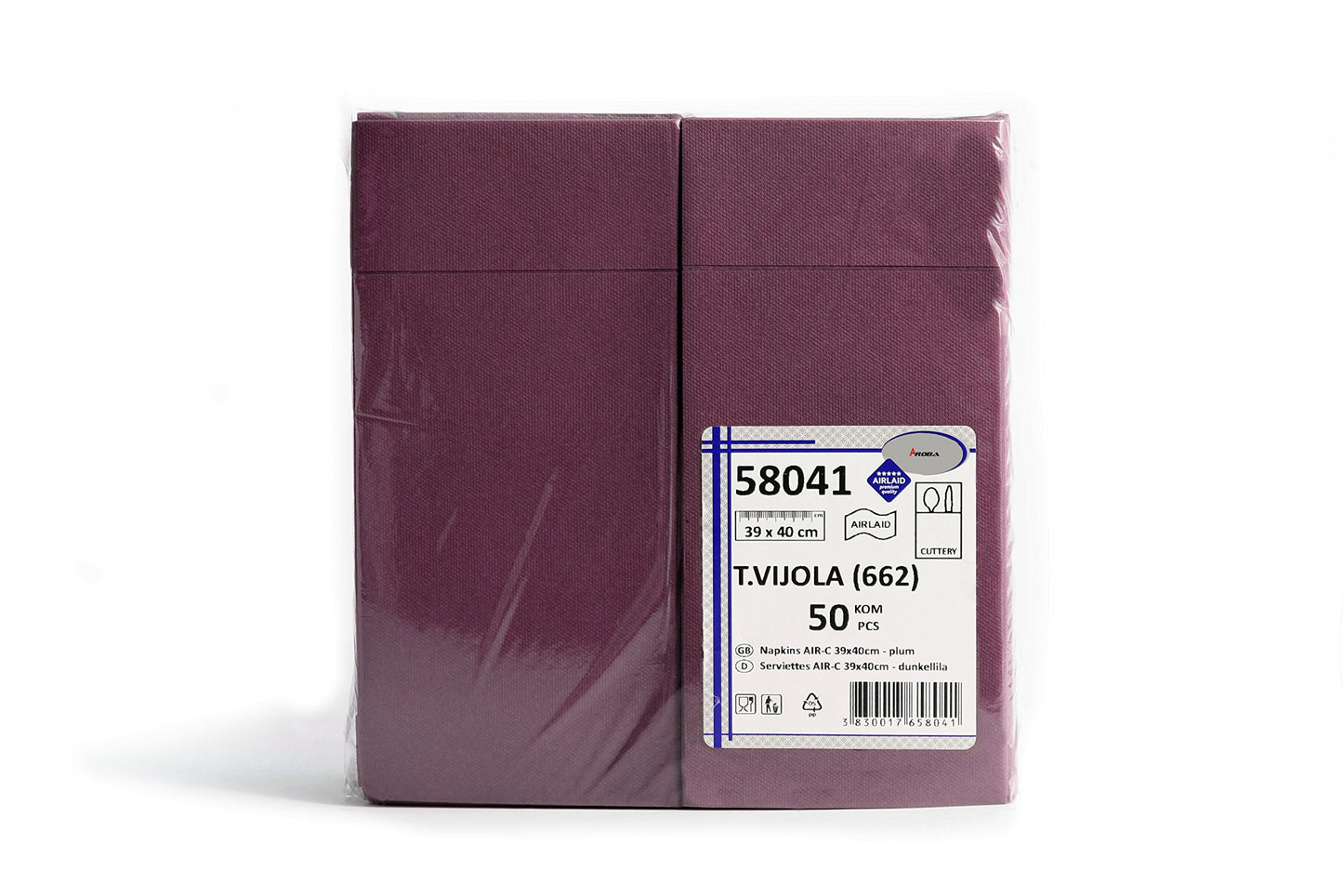 AROBA 100x Airlaid Besteckservietten (Violett, 39x40 cm) - Hochwertige Serviettentaschen - Fertig gefaltete Bestecktaschen - Stoffähnliche Airlaidservietten
