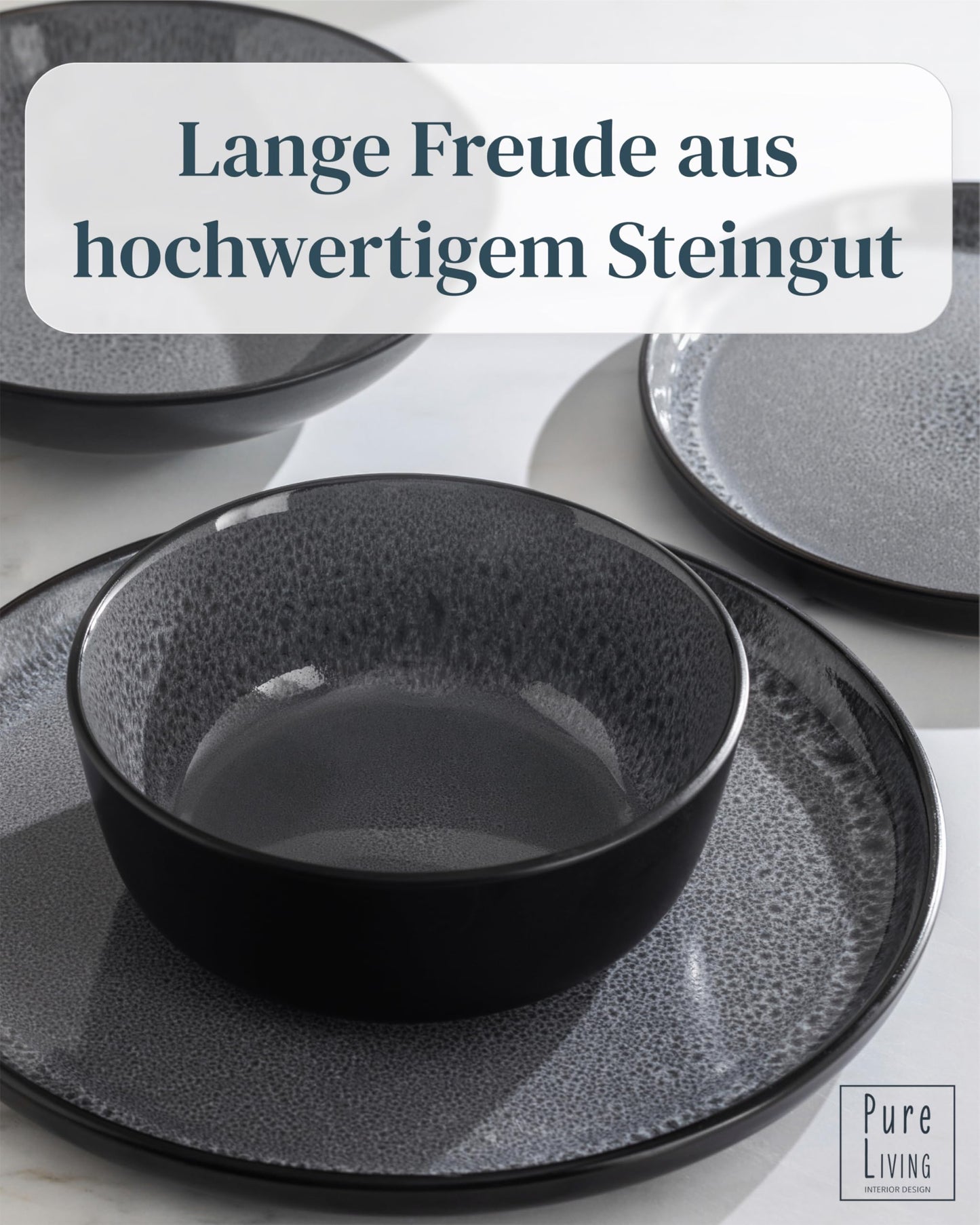 Servierplatte Steingut Ibiza - Hochwertige Mediterrane Servier Teller Groß - Spülmaschinen-, Mikrowellen- und Kratzfest - Serving Plate Oval, Servierteller Groß - Pure Living Geschirr in Grau