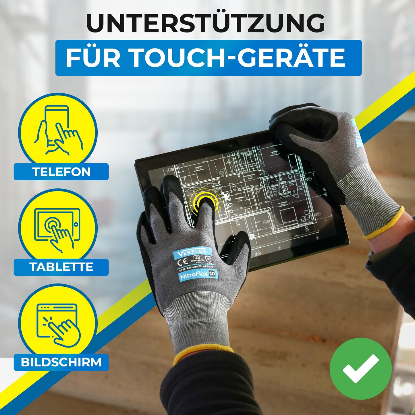 MK-Glove Arbeitshandschuhe Herren aus Nylongewirke (12 Paar) - Präzise und Angenehme Schutzhandschuhe - Robust Montagehandschuhe aus Atmungsaktiv Maschenware - Grau - 10-XL