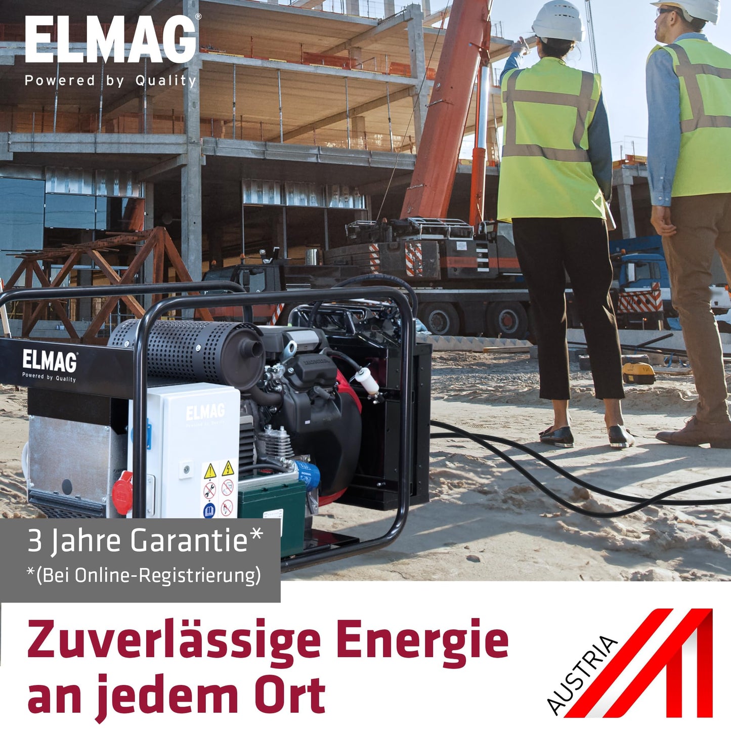 ELMAG SEB 16000WDE-AVR Benzin Stromerzeuger – Notstromaggregat mit 4-Takt-Motor luftgekühlt, 15 kW & 20 l Tank – 1x 230 V Schuko & 1x 400 V CEE – Stromgenerator mit AVR, Handstart & Überlastschutz