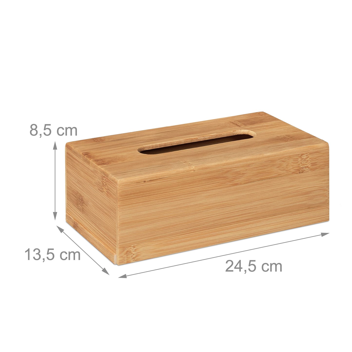 Relaxdays Kosmetiktuchbox, aus Bambus, Box für Kosmetik- & Taschentücher, Tücherbox nachfüllbar, Taschentuchbox, natur