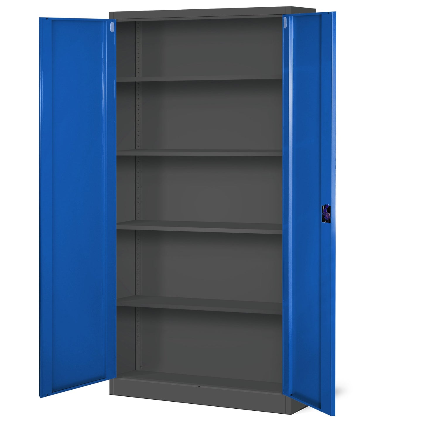 Jan Nowak 3er Set Aktenschrank C001 Metallschrank Stahlschrank Werkzeugschrank Büroschrank Lagerschrank Universalschrank Pulverbeschichtung Flügeltüren 185 cm x 90 cm x 40 cm (anthrazit/blau)