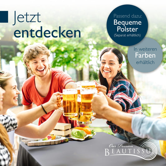 Beautissu Edles 3tlg Biertischhussen Set Blickdicht 50cm oder 70cm Bierzeltgarnitur – Dicker Stoff Knitterfrei Bierbankauflagen Bodenlang – Biertischhusse Bierbankhusse Biertisch – 220x50cm Anthrazit