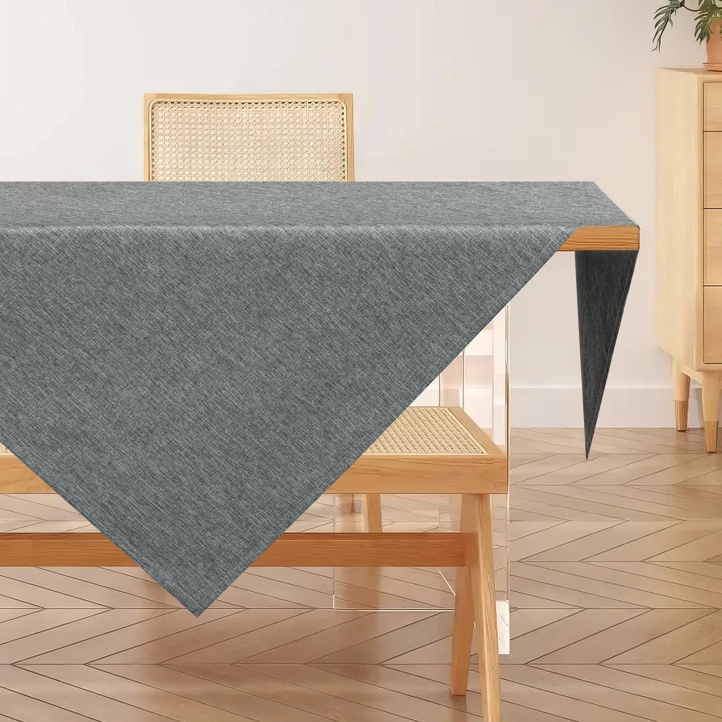AooHome Tischdecke Abwaschbar, Grau Tischdecken 100x140cm Leinen-Optik Tischtuch aus Polyester Wasserabweisend mit Lotuseffekt, Dauerhaft Kratzfest für Wohnzimmer, Esszimmer, Balkon, Garten