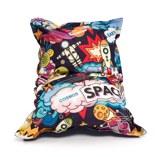 Ecopuf Sitzsack aus Polyester, wasserdicht, Design: Größe M, Sitzsack für den Außenbereich, Füllung aus Polystyrolperlen, 100 x 140 cm