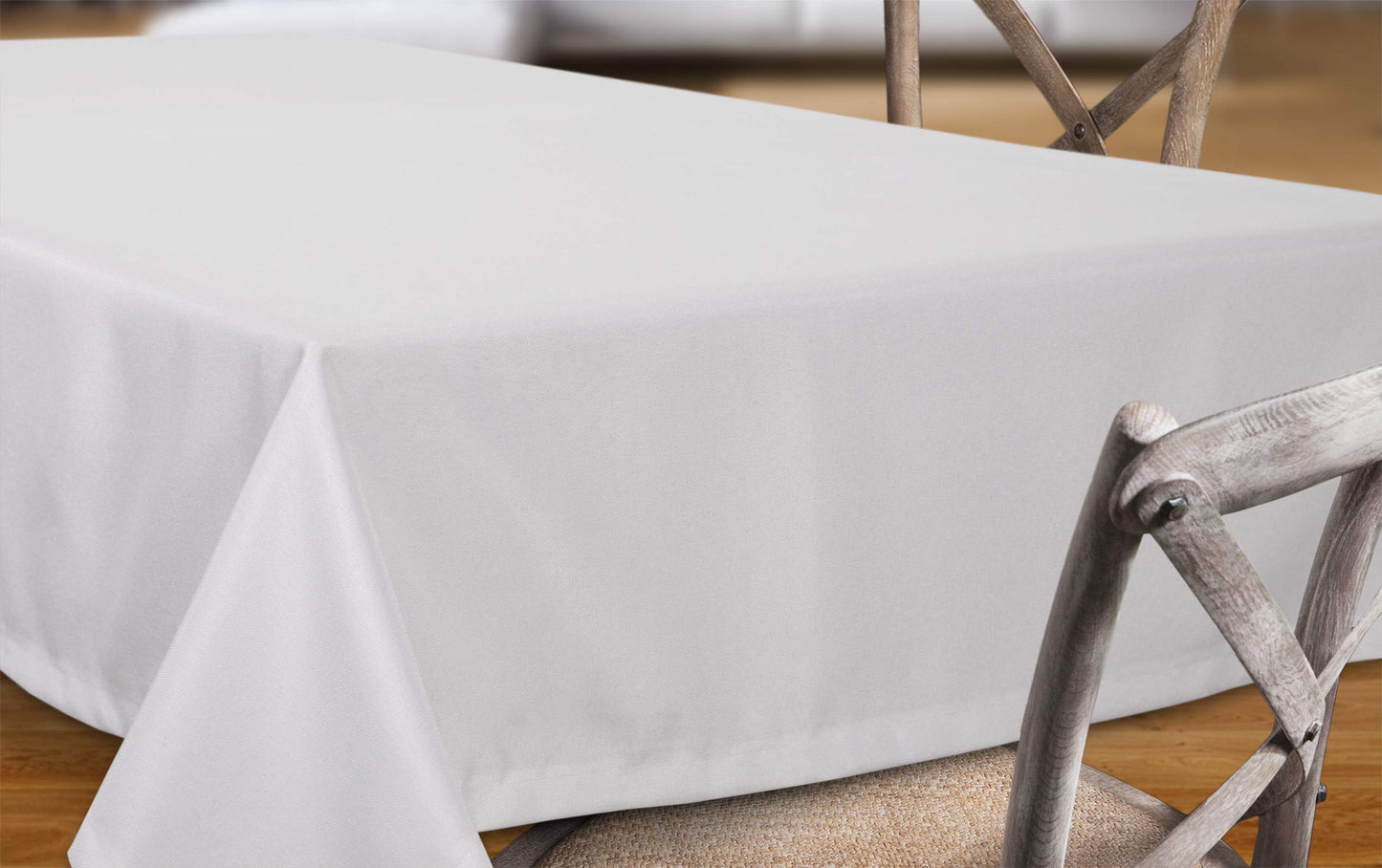 BEAUTEX fleckenabweisende und bügelfreie Tischdecke - Tischtuch mit Lotuseffekt - Tischwäsche in Leinenoptik, Eckig 90x90 cm, Weiss