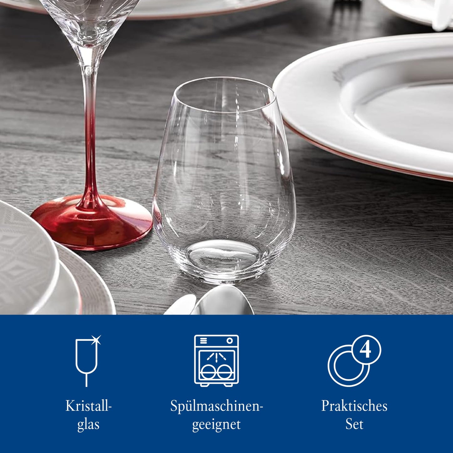 Villeroy & Boch – Ovid Wasserglas-Set 4 teilig 420 ml, Spülmaschinenfest, Wassergläser, Gläser Set, Besondere Trinkgläser, Gläser Für Wasser, Saftgläser, Kristallglas