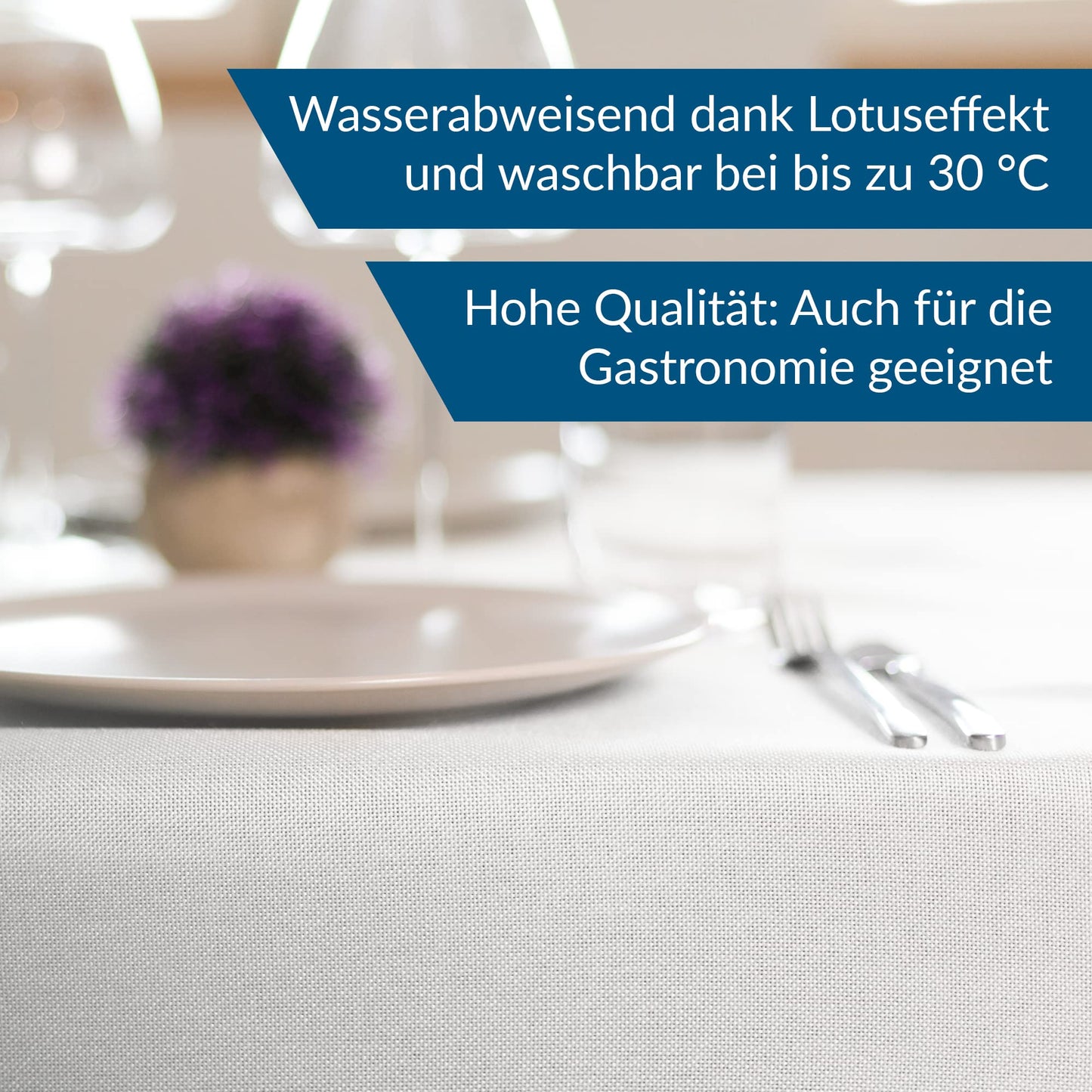 TEXMAXX® Tischdecke abwaschbar eckig - 140 x 250 cm in Weiss/Maßgefertigte Tischdecke Leinenoptik/Tischdecke wasserabweisend mit Lotuseffekt/Gartentischdecke mit Fleckschutz