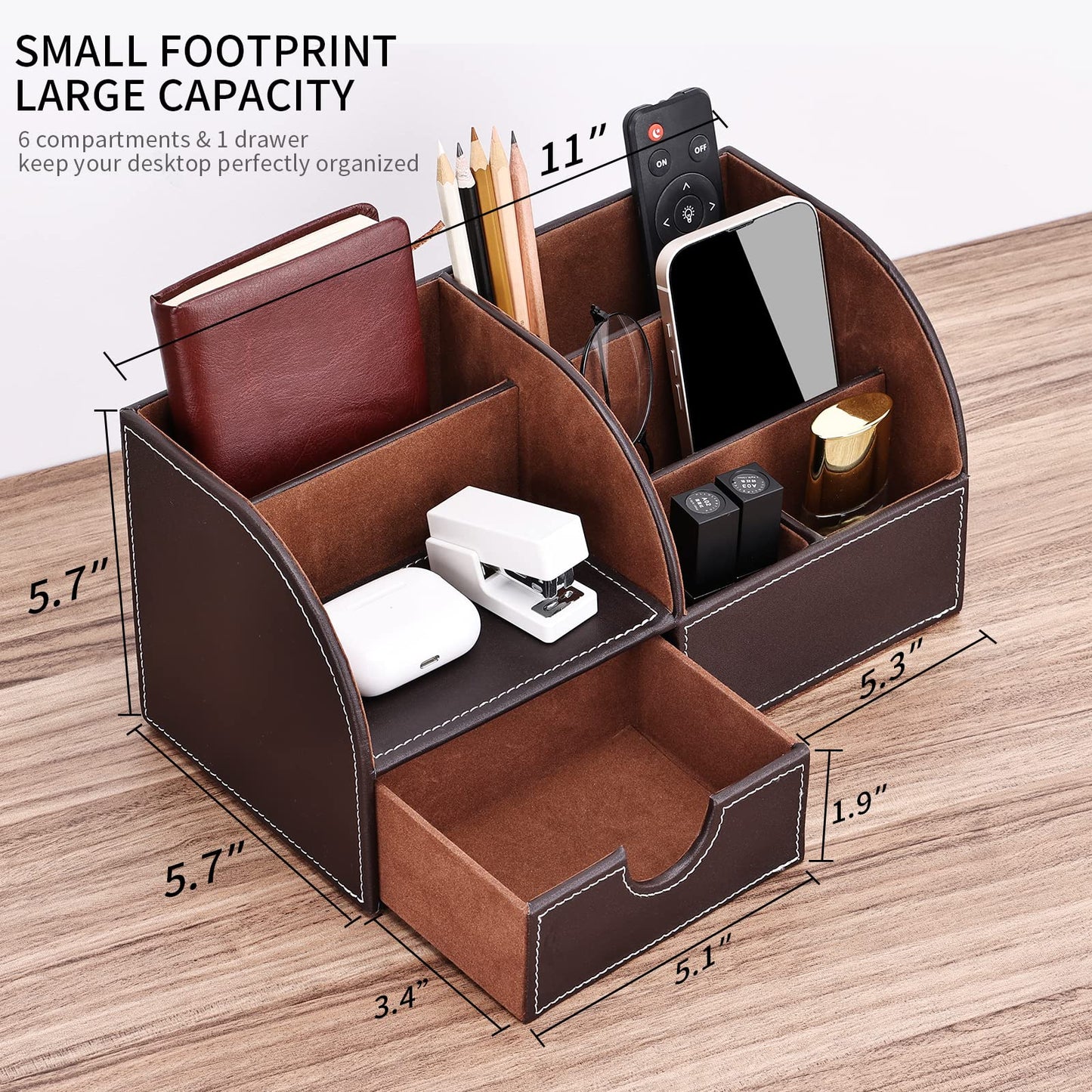 KINGFOM Büro Schreibtisch Organizer Ordnungssystem Tisch Organizer PU Leder Stiftehalter Stiftebox Stifteköcher Multifunktionale Bürobedarf