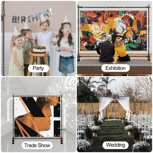 EMART Hintergrund Ständer 2,4 x 2,4 m, Verstellbarer Foto Hintergrundständer mit 2 Sandsäck, Banner Stand für Fotostudio, Porträt und Produktfotografie, Studiofotografie